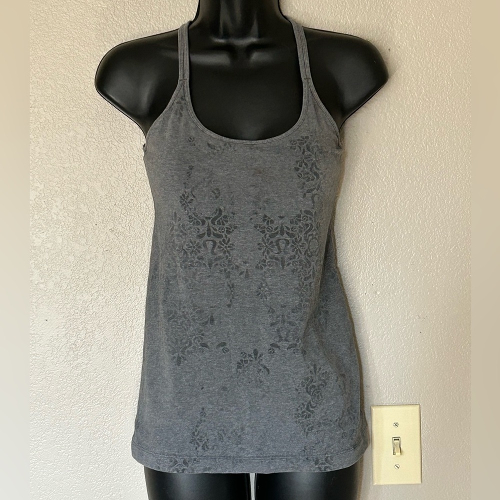 Lululemon Gray Criss Cross Strappy Racerback Tank Workout Gym Exercise Yoga
